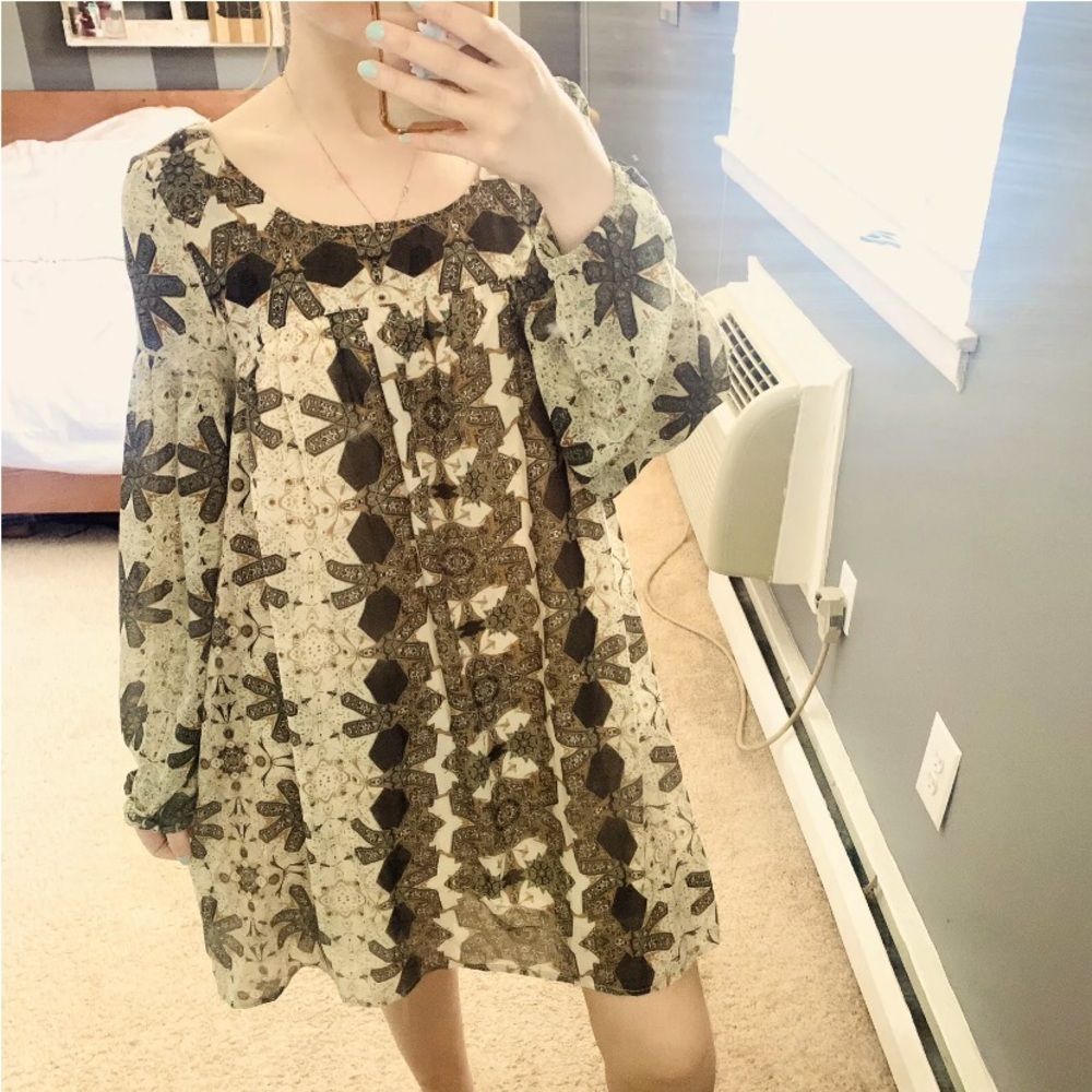 Free People Kaleidoscope Print Sheer Babydoll Tunic Dress - Picture 6 of 9